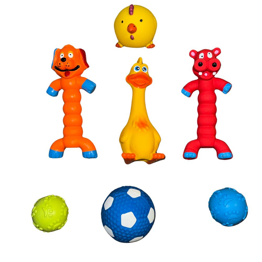 Dog Latex Toy,Squeaky Dog Toys for Small Dogs,Puppy Interactive Rubber Squeak Toys Soft Bouncy Fetch Play Toy Dog Chew Toy for Reduce Boredom & Teeth Cleaning