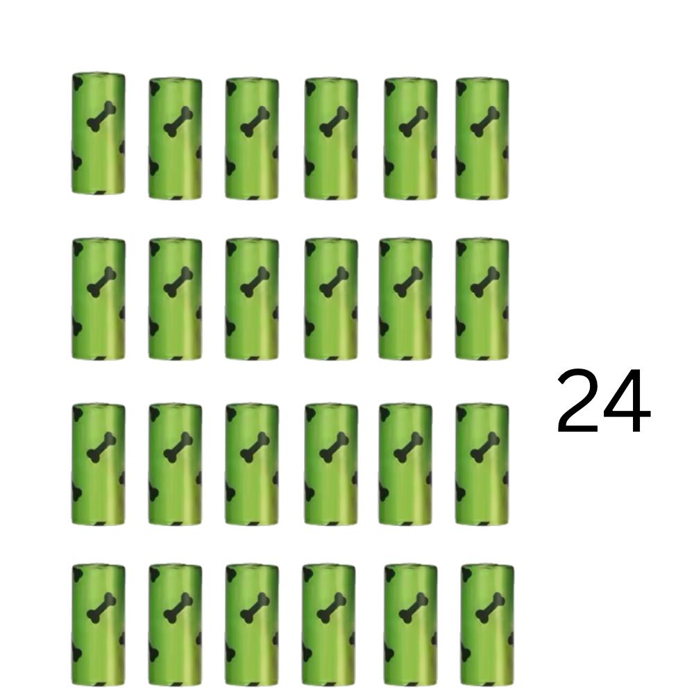 🐶 Dog Poop Bag Dispenser + 25x Biodegradable Scented Bags – Leakproof, Eco-Friendly & Easy Tear – Green Bone Design – Pet Waste Bag Holder with Clip