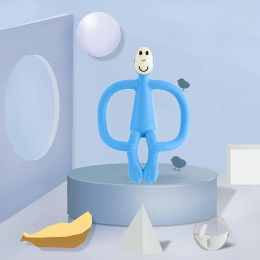 Matchstick Monkey Original Teething Toy – Antimicrobial Silicone Baby Teether – Easy to Grip – BPA Free – 3+ Months – 10.5 cm – Green Monkey + Pink Monkey + Blue Monkey 🐵 Kids