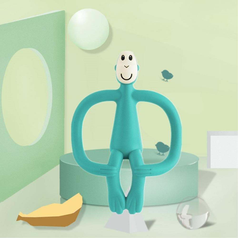 Matchstick Monkey Original Teething Toy – Antimicrobial Silicone Baby Teether – Easy to Grip – BPA Free – 3+ Months – 10.5 cm – Green Monkey + Pink Monkey + Blue Monkey 🐵 Kids