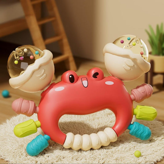 🦀 2-Pack Crab Baby Teething & Rattle Toys – Red & Orange Set – Sensory Teether Toys for Infants – BPA Free, Easy to Grip, Textured for Gum Relief – Age 3+ Months