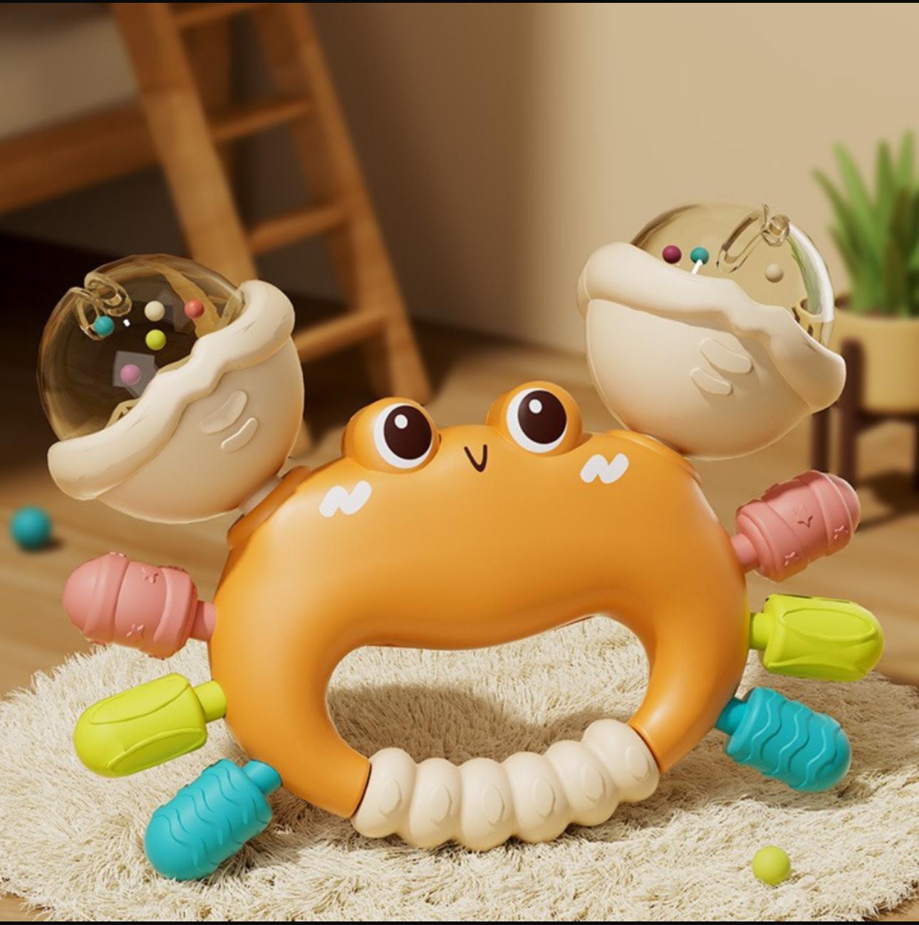 🦀 2-Pack Crab Baby Teething & Rattle Toys – Red & Orange Set – Sensory Teether Toys for Infants – BPA Free, Easy to Grip, Textured for Gum Relief – Age 3+ Months