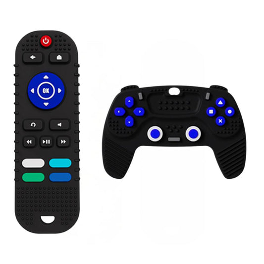 🖤 TKLake Baby Teething Toys – 2-Pack Remote Control & Game Controller Silicone Teethers – For Babies 3–12 Months – BPA Free, Safe & Easy to Hold – Gift for Boys & Girls 🎮📺 Kids