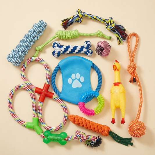 Natural cotton dog rope toys set